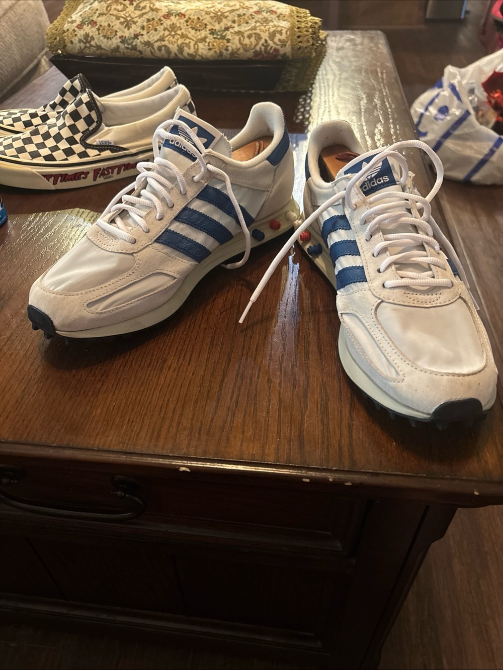 Adidas LA Trainer OG JR3610 Men’s Size 10.5 Off White Blue Originals Shoes